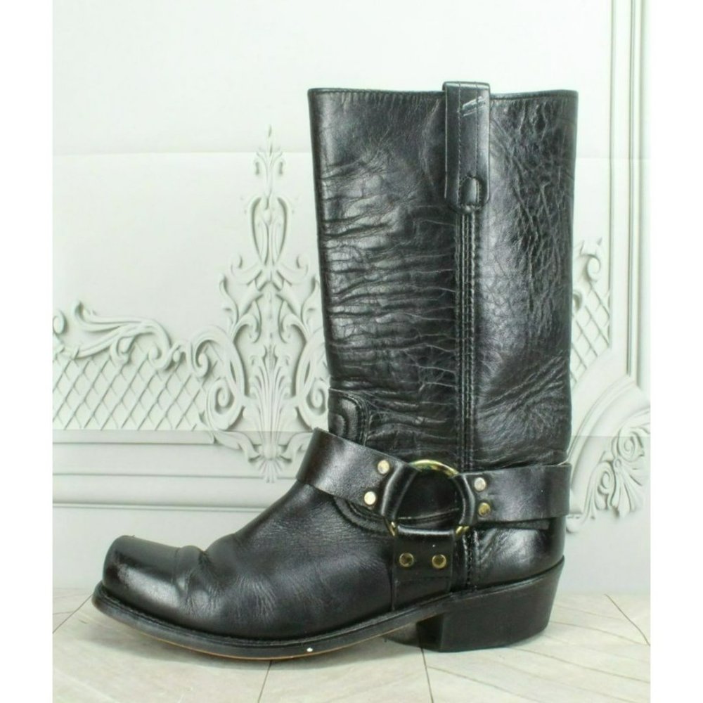 *Unbranded Black Leather Pull On Mid Calf Cowboy Western Boot Size 8.5 M - Picture 1 of 9